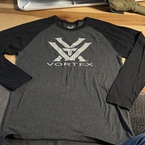 Vortex Men's Long Sleeve Black and Gray Tee